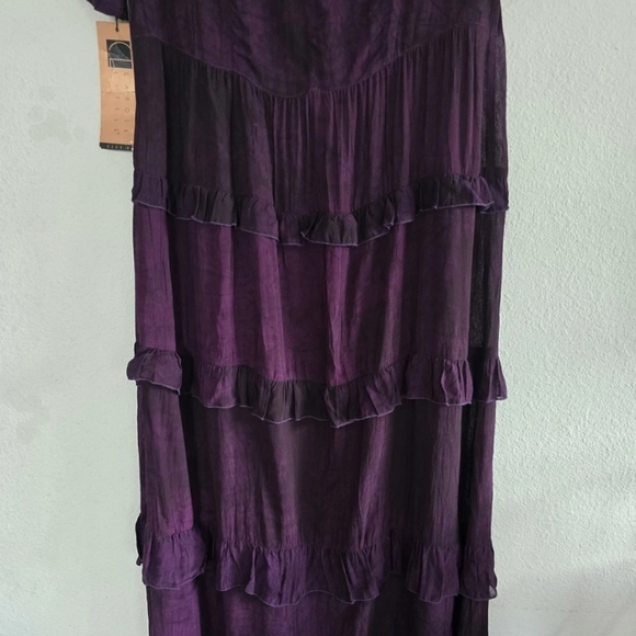 VTG Carole Little Sheer Maxi Dress Sz 8 Purple Ruffles Pad Dead Stock Y2k Tiered - Picture 14 of 14